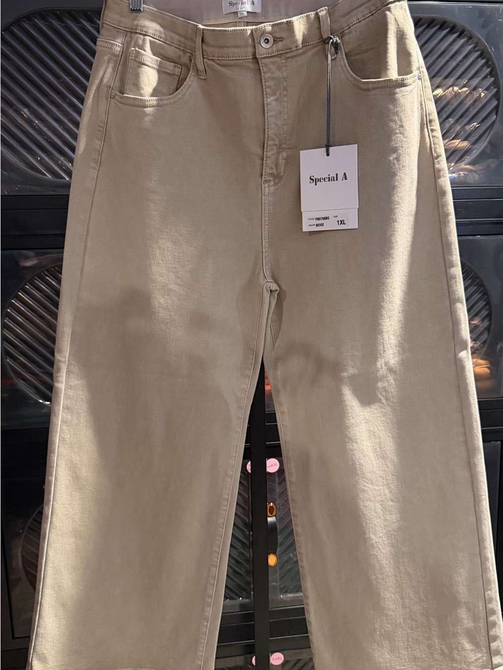 Special A Plus Size Women’s Straight Leg Jeans - Beige
